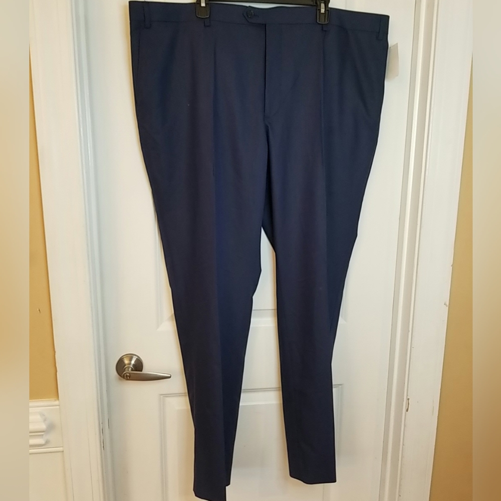 The Savile Row model Strand Straight Leg Dress Pant Trouser | Blue | 50L/46W